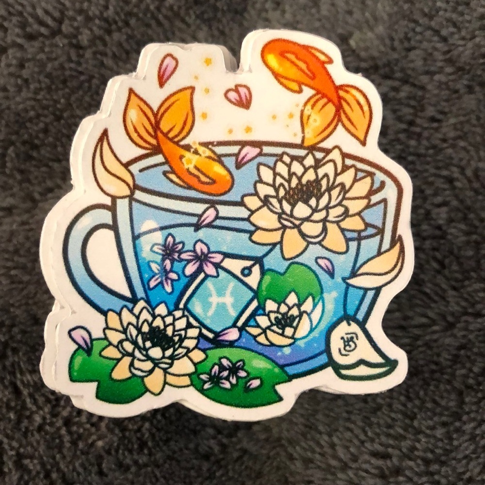 Goldfish tea cup stickers